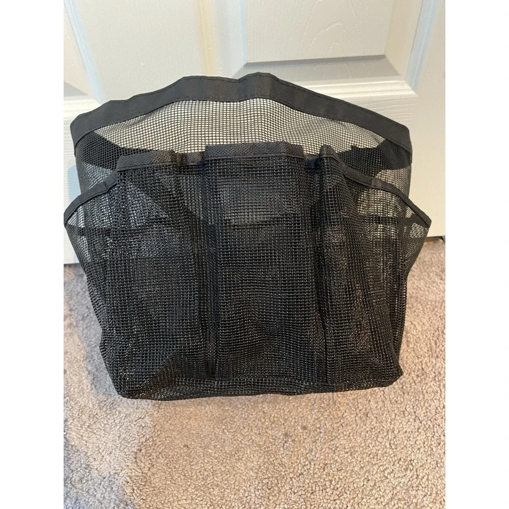 Heavy Duty Mesh Shower Caddy Hanging Organizer Dorm,Gym, 7 Pockets,Handle, Black